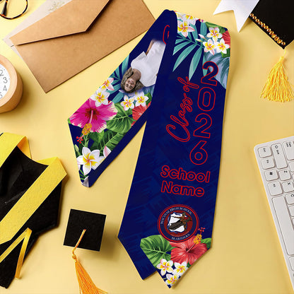 Hawaii Graduation Stole Custom Waianae High School Class 2026 Tropical Hibiscus Island Style