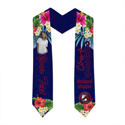 Hawaii Graduation Stole Custom Waianae High School Class 2026 Tropical Hibiscus Island Style