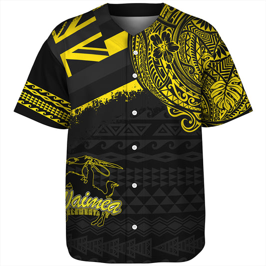Hawaii Baseball Shirt Waimea Elementary School With Crest Style