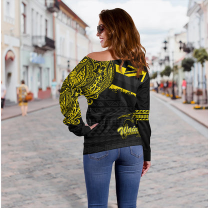 Hawaii Off Shoulder Sweatshirt Waimea Elementary School With Crest Style