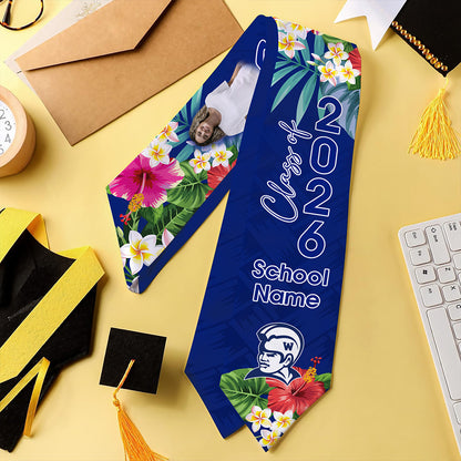 Hawaii Graduation Stole Custom Waimea High School Class 2026 Tropical Hibiscus Island Style