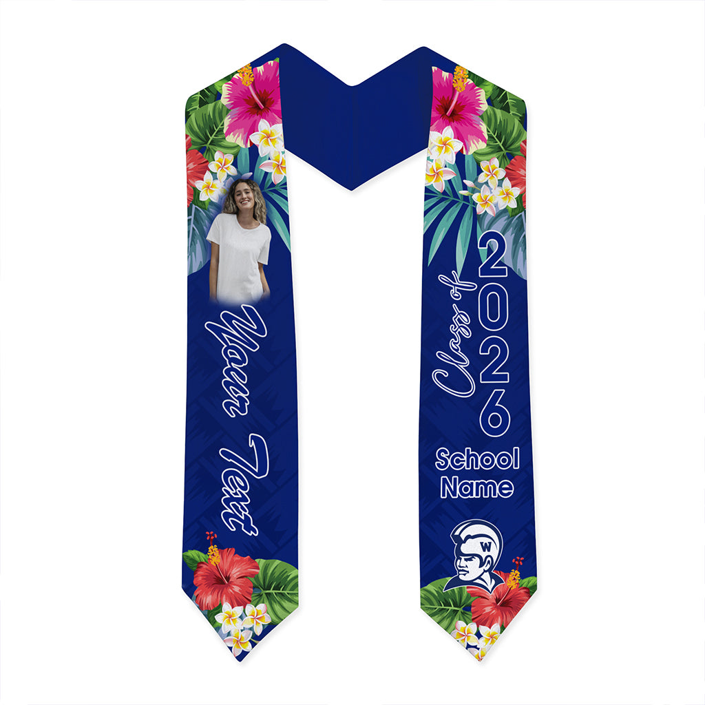 Hawaii Graduation Stole Custom Waimea High School Class 2026 Tropical Hibiscus Island Style