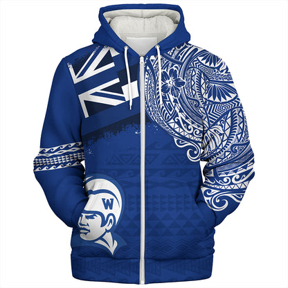 Hawaii Sherpa Hoodie Waimea High School With Crest Style