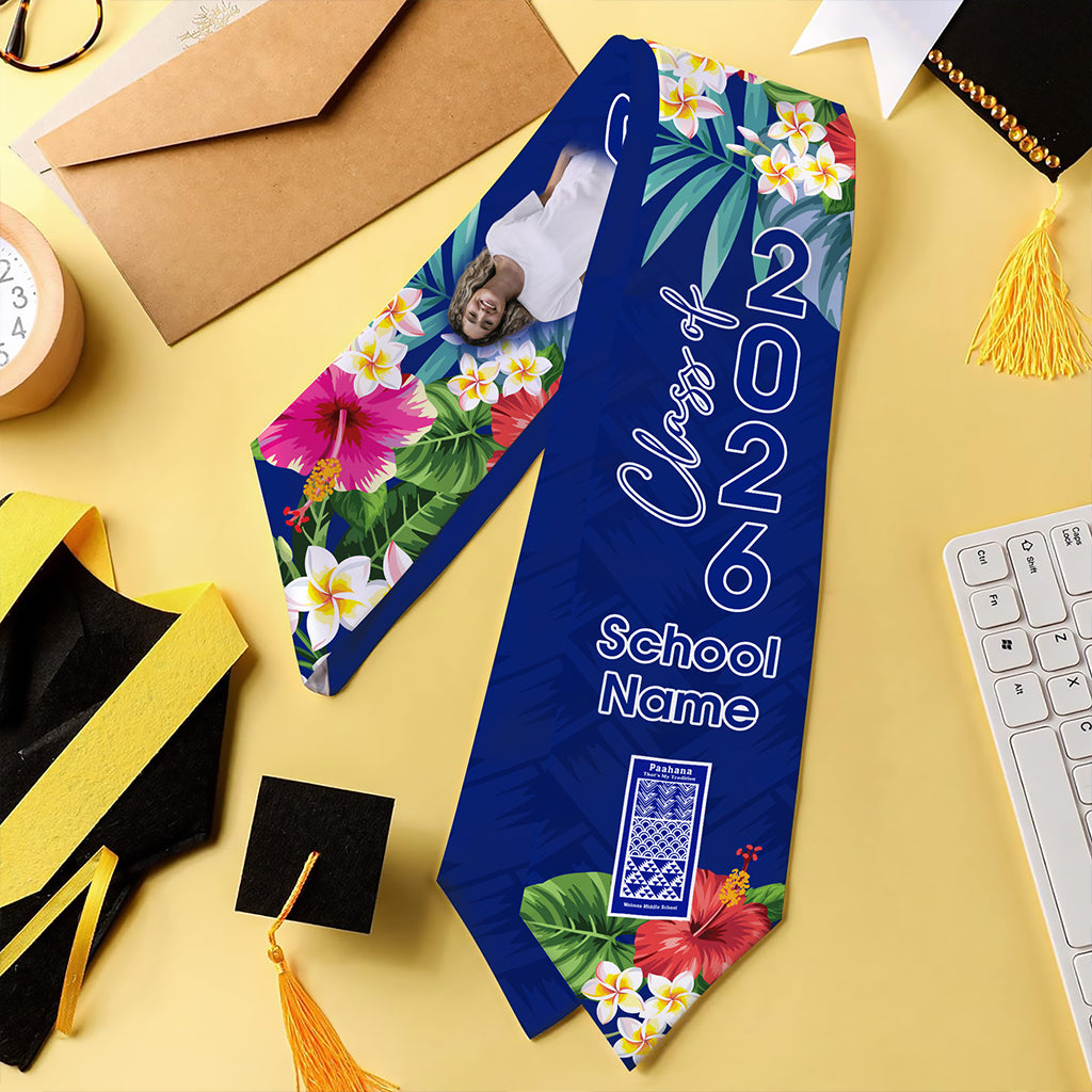 Hawaii Graduation Stole Custom Waimea Middle Public Conversion Charter School Class 2026 Tropical Hibiscus Island Style
