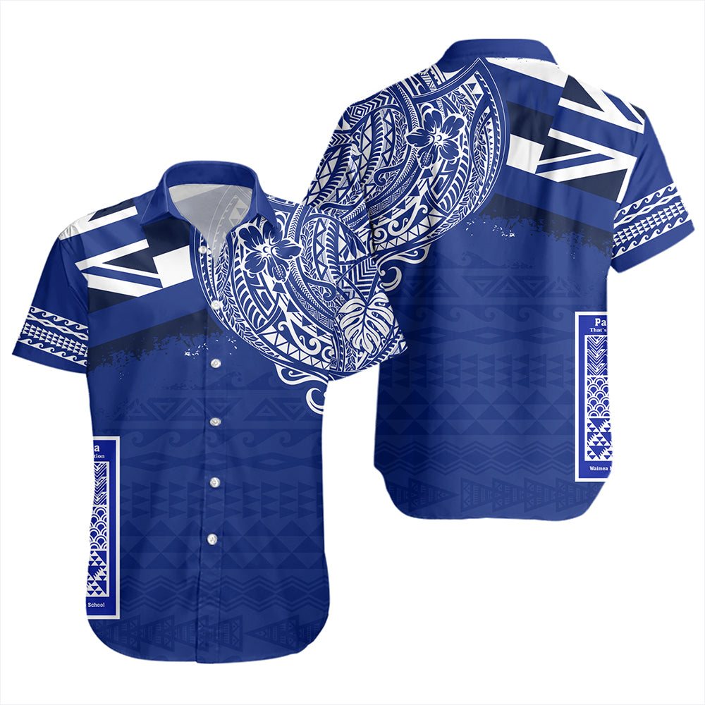 Hawaii Short Sleeve Shirt Waimea Middle Public Conversion Charter School With Crest Style