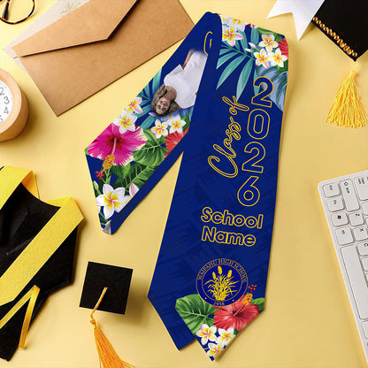 Hawaii Graduation Stole Custom Waipahu High School Class 2026 Tropical Hibiscus Island Style