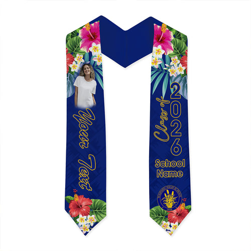 Hawaii Graduation Stole Custom Waipahu High School Class 2026 Tropical Hibiscus Island Style
