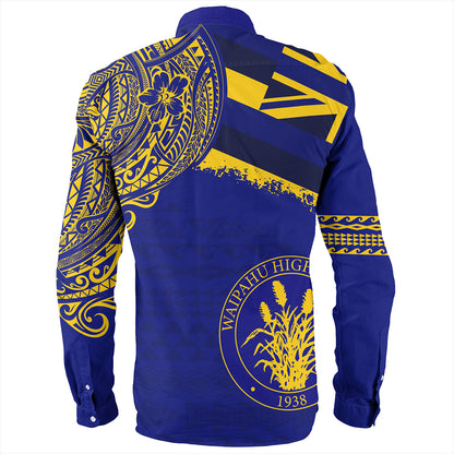 Hawaii Long Sleeve Shirt Waipahu High School With Crest Style