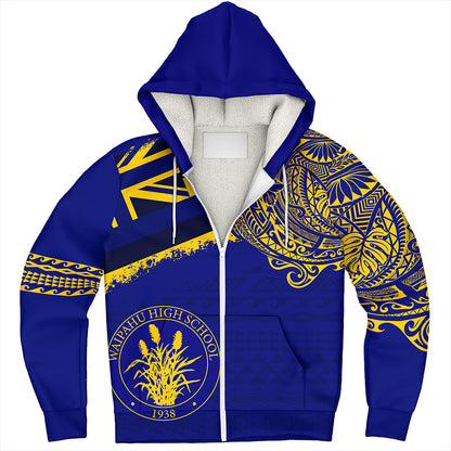 Hawaii Sherpa Hoodie Waipahu High School With Crest Style