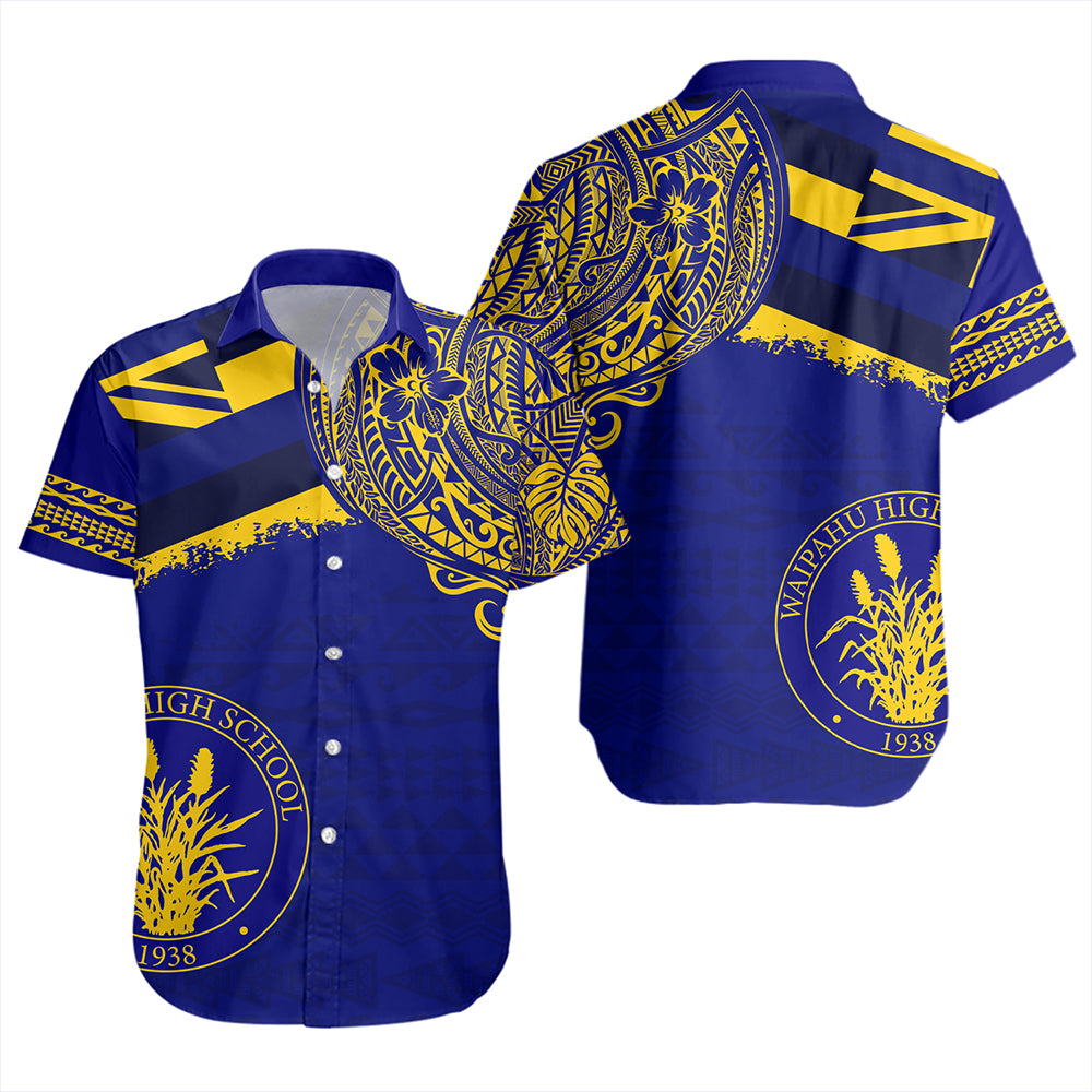 Hawaii Short Sleeve Shirt Waipahu High School With Crest Style