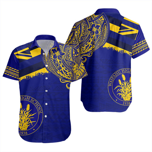 Hawaii Short Sleeve Shirt Waipahu High School With Crest Style