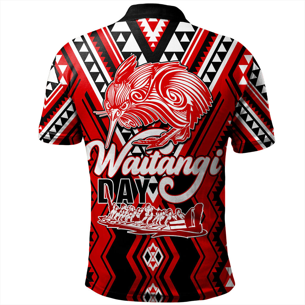 New Zealand Polo Shirt Waitangi Day Kiwi Bird Pattern Fabric
