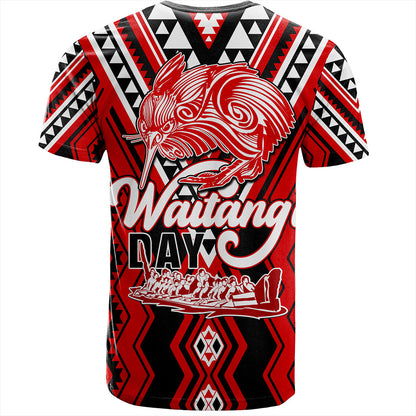 New Zealand T-Shirt Waitangi Day Kiwi Bird Pattern Fabric