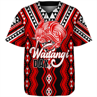 New Zealand Baseball Shirt Waitangi Day Kiwi Bird Pattern Fabric