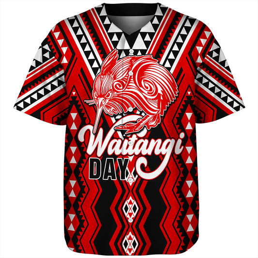 New Zealand Baseball Shirt Waitangi Day Kiwi Bird Pattern Fabric