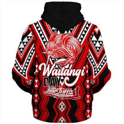 New Zealand Sherpa Hoodie Waitangi Day Kiwi Bird Pattern Fabric