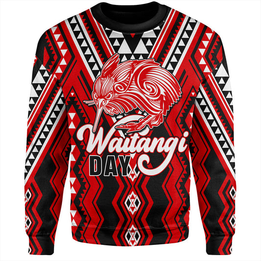 New Zealand Sweatshirt Waitangi Day Kiwi Bird Pattern Fabric