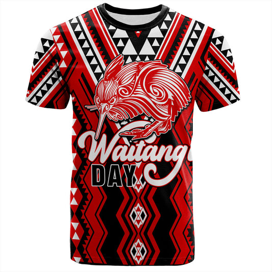 New Zealand T-Shirt Waitangi Day Kiwi Bird Pattern Fabric