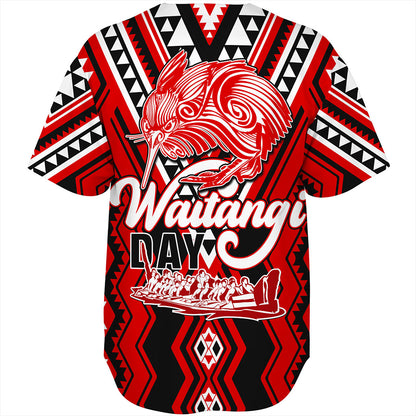 New Zealand Baseball Shirt Waitangi Day Kiwi Bird Pattern Fabric