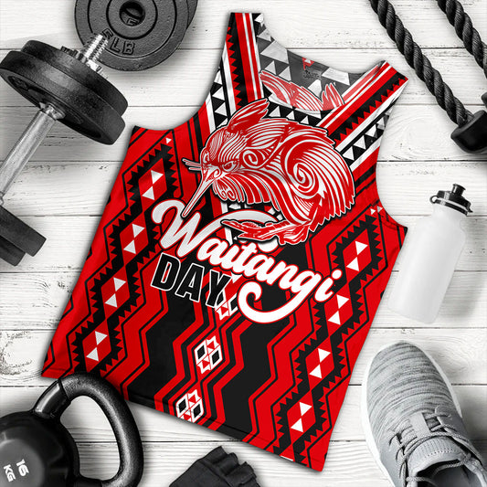 New Zealand Tank Top Waitangi Day Kiwi Bird Pattern Fabric