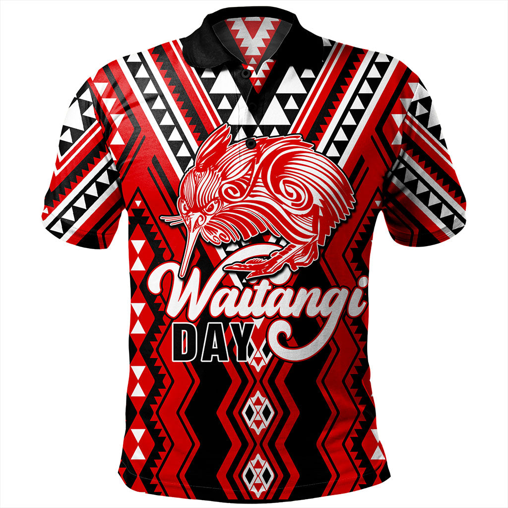 New Zealand Polo Shirt Waitangi Day Kiwi Bird Pattern Fabric