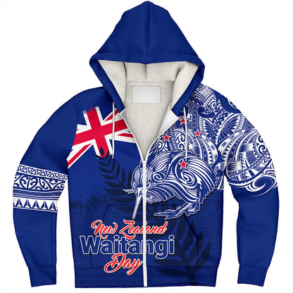 New Zealand Sherpa Hoodie Waitangi Day Maori Tribal Flag With Symbol National