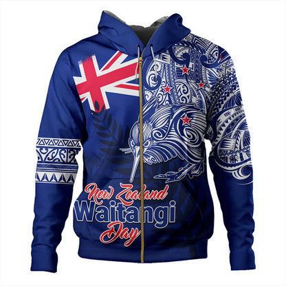 New Zealand Hoodie Waitangi Day Maori Tribal Flag With Symbol National