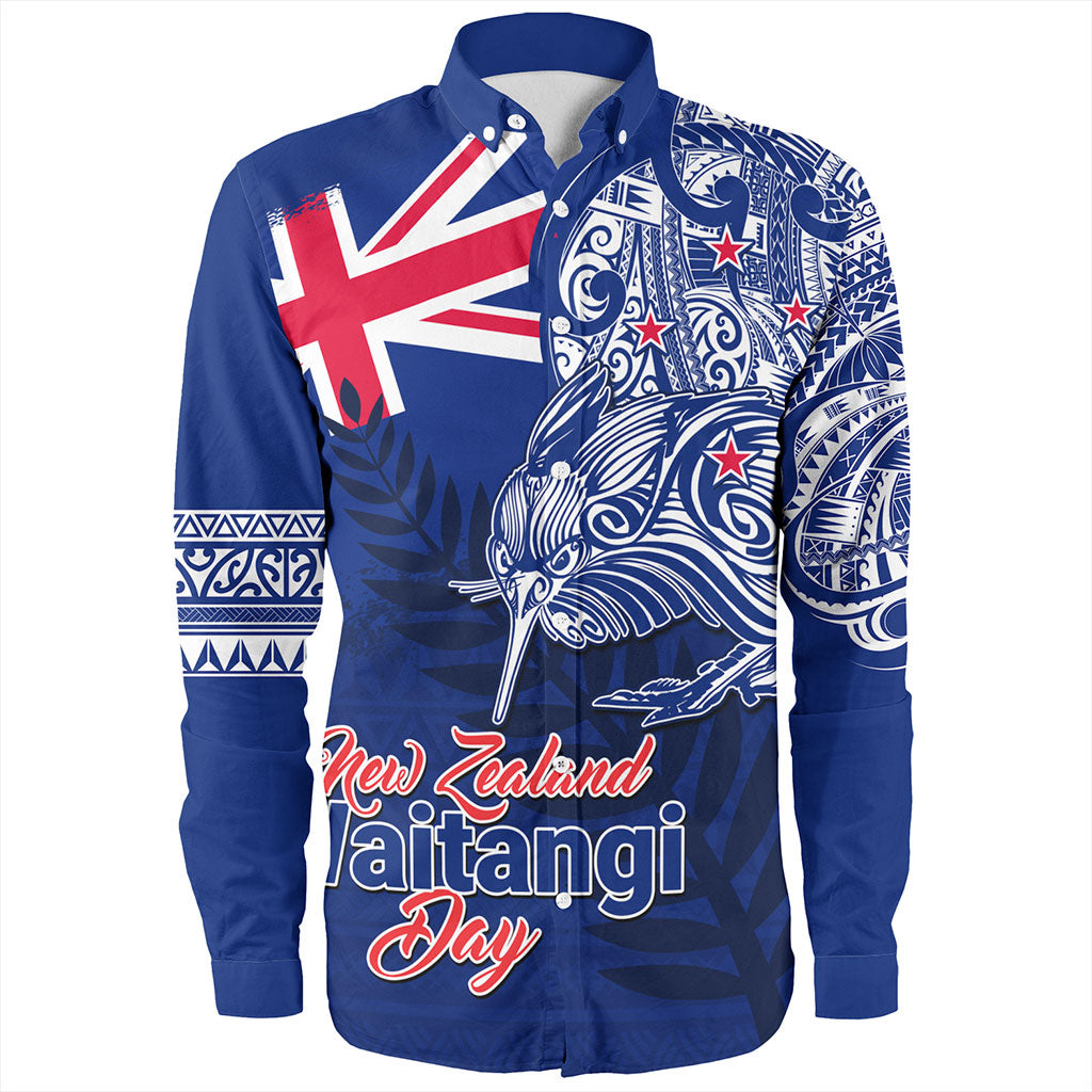 New Zealand Long Sleeve Shirt Waitangi Day Maori Tribal Flag With Symbol National