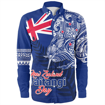 New Zealand Long Sleeve Shirt Waitangi Day Maori Tribal Flag With Symbol National