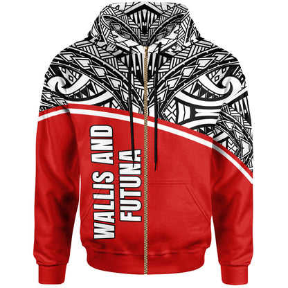 Wallis And Futuna All Over Hoodie - Polynesian Curve Style