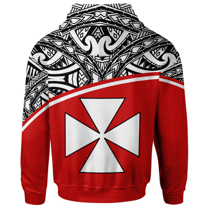 Wallis And Futuna All Over Hoodie - Polynesian Curve Style