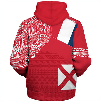Wallis And Futuna Sherpa Hoodie Polynesian Flag With Coat Of Arms