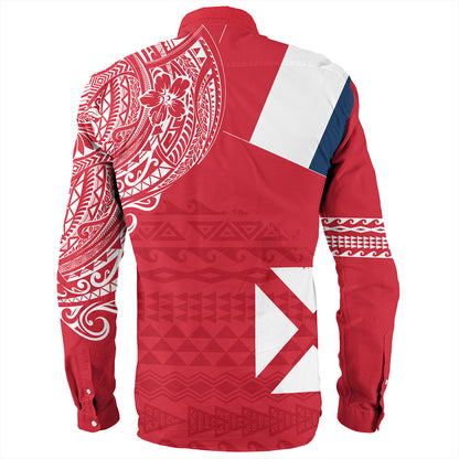 Wallis And Futuna Long Sleeve Shirt Polynesian Flag With Coat Of Arms