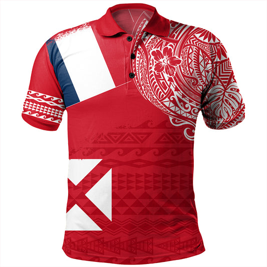 Wallis And Futuna Polo Shirt Polynesian Flag With Coat Of Arms