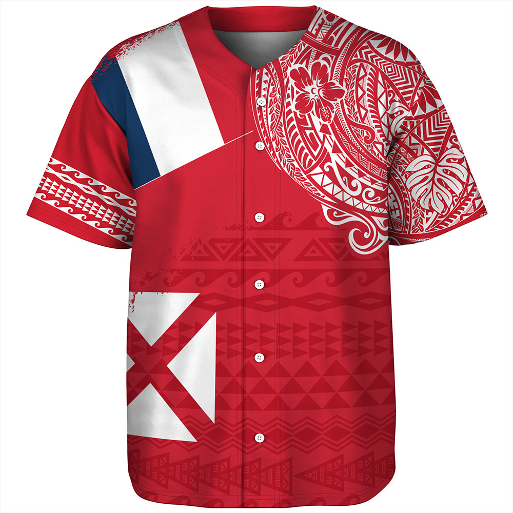 Wallis And Futuna Baseball Shirt Polynesian Flag With Coat Of Arms
