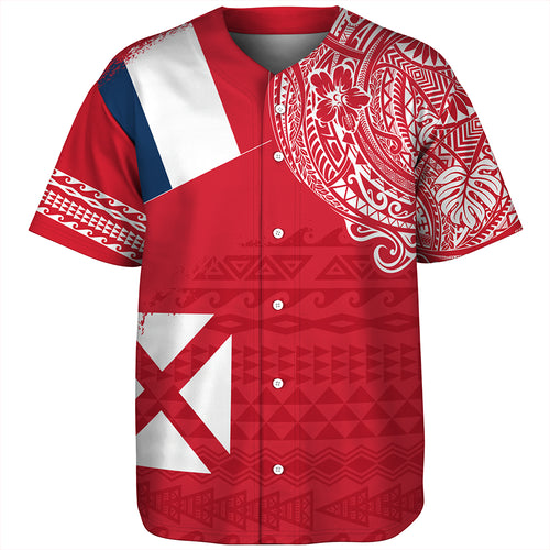 Wallis And Futuna Baseball Shirt Polynesian Flag With Coat Of Arms