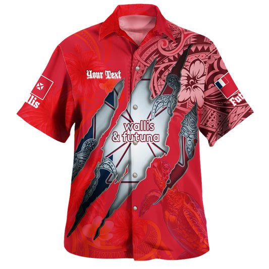 Wallis And Futuna Hawaiian Shirt Custom Wallisian Futunan Blood Inside Me Polynesian Sleeve Tattoo Tropical Red