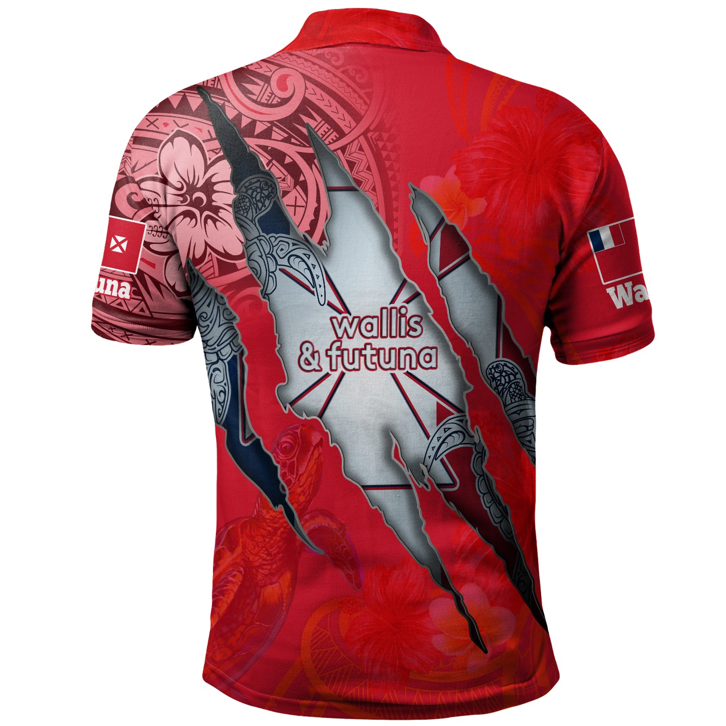 Wallis And Futuna Polo Shirt Custom Wallisian Futunan Blood Inside Me Polynesian Sleeve Tattoo Tropical Red