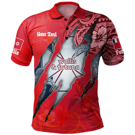 Wallis And Futuna Polo Shirt Custom Wallisian Futunan Blood Inside Me Polynesian Sleeve Tattoo Tropical Red