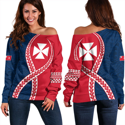 Wallis And Futuna Off Shoulder Sweatshirt Tribal Polynesian In My Heart
