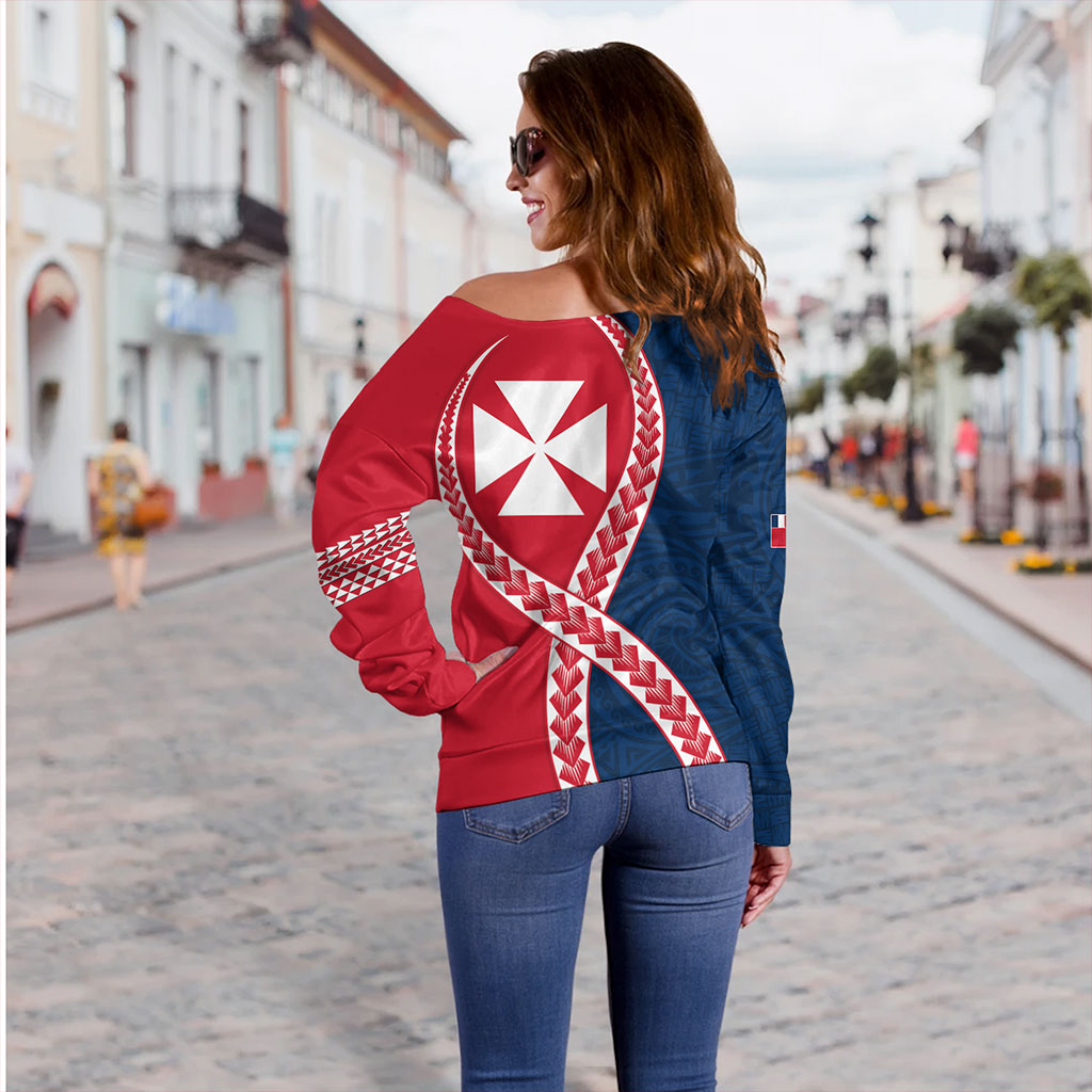 Wallis And Futuna Off Shoulder Sweatshirt Tribal Polynesian In My Heart
