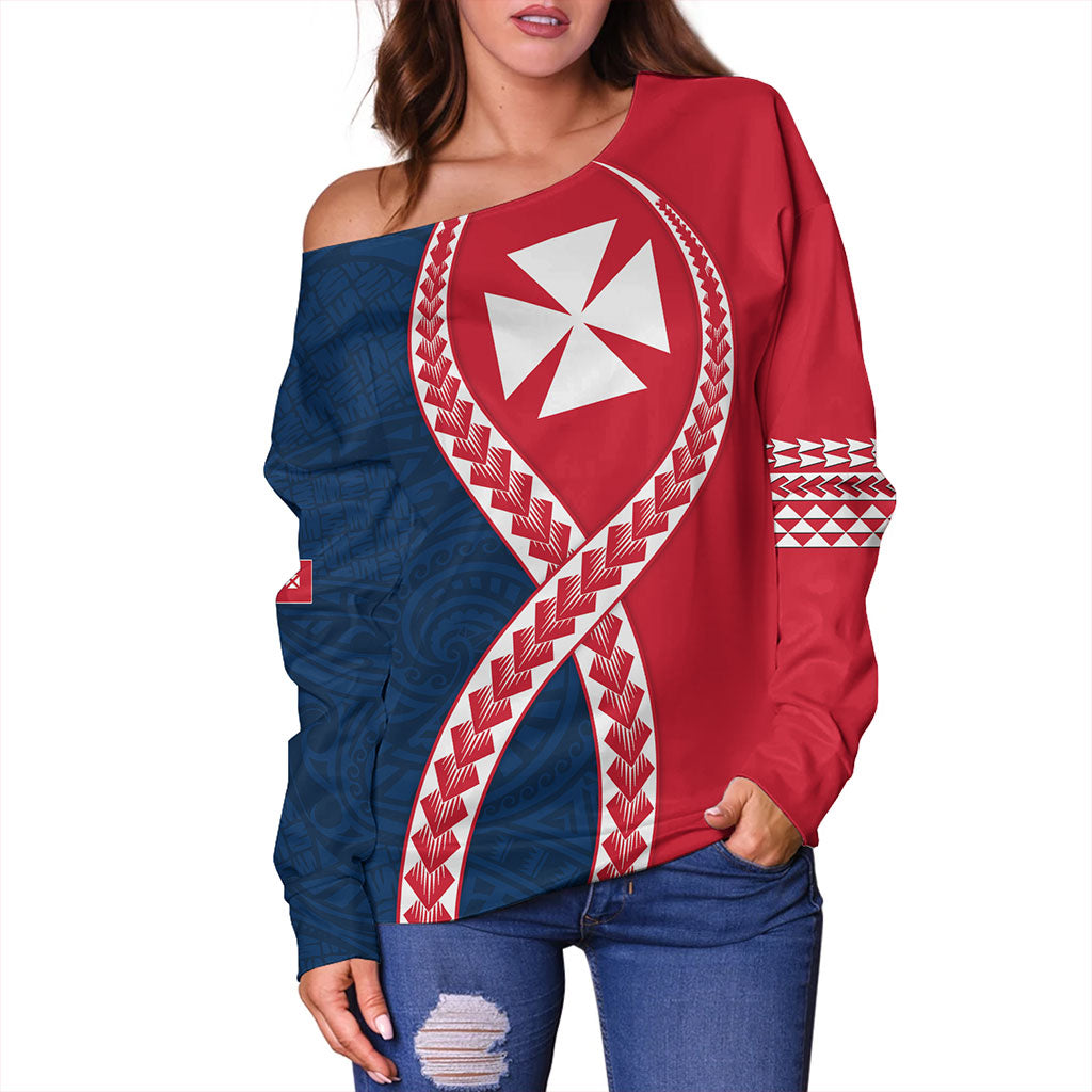 Wallis And Futuna Off Shoulder Sweatshirt Tribal Polynesian In My Heart