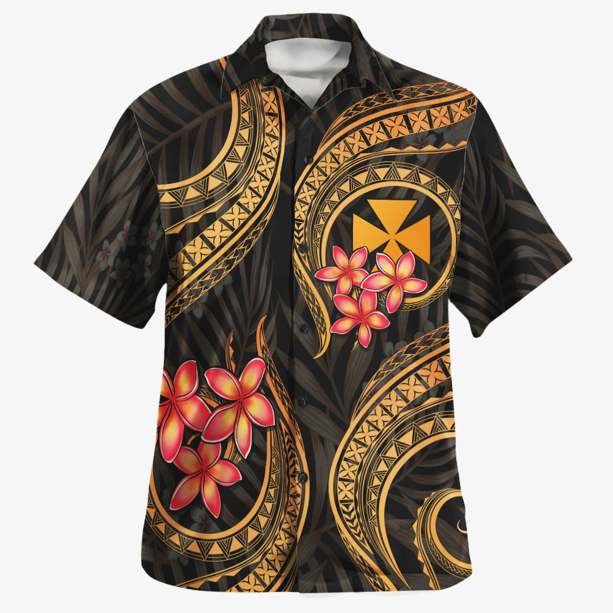 Wallis and Futuna Hawaiian Shirt Polynesian Gold Plumeria