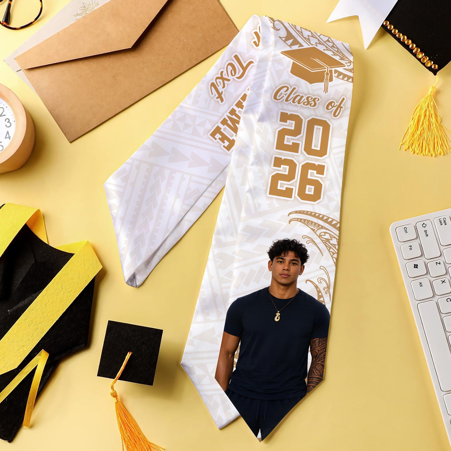Hawaii Graduation Stole Custom Class 2026 Tribal Wave