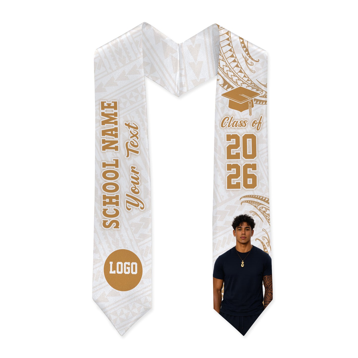 Hawaii Graduation Stole Custom Class 2026 Tribal Wave