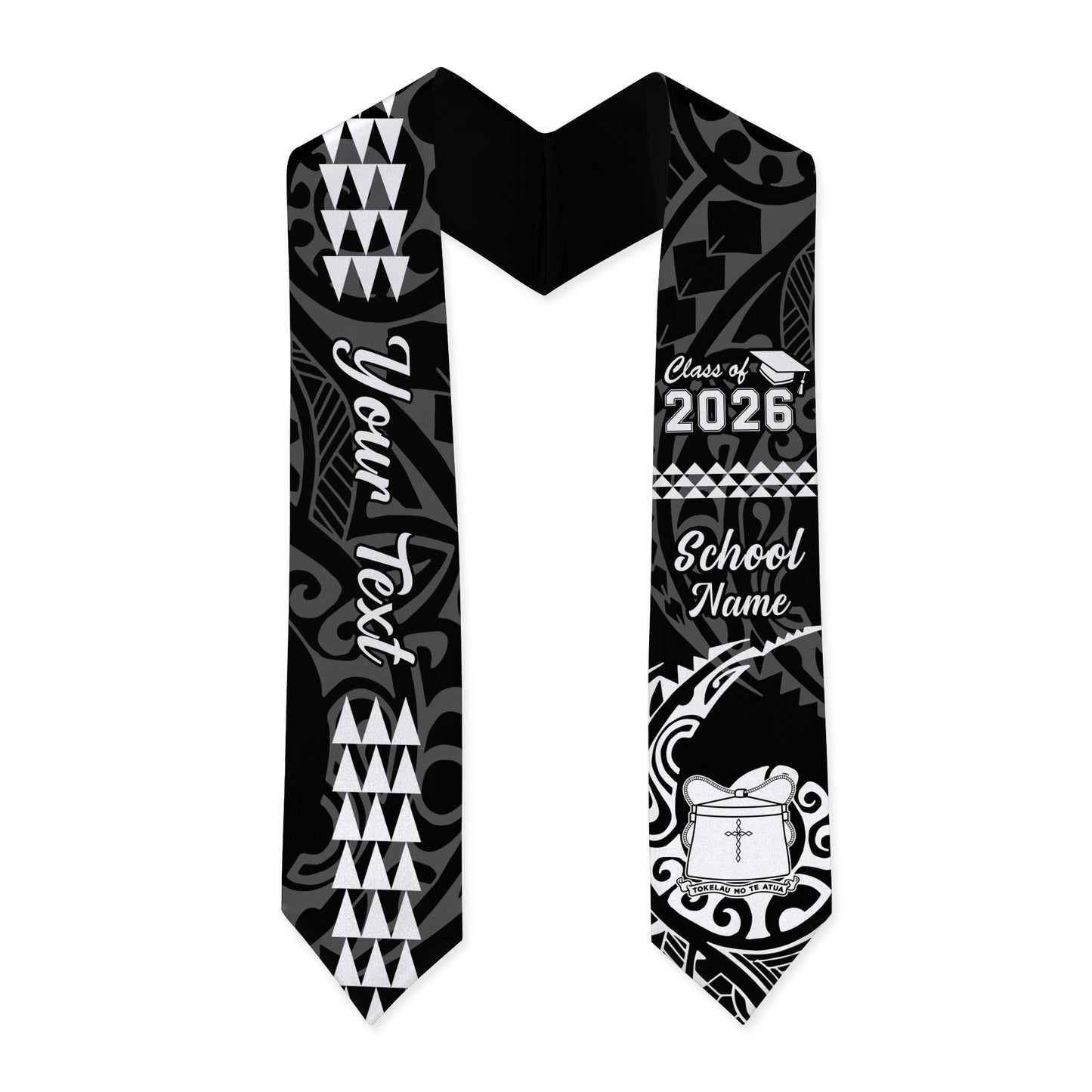 Tokelau Graduation Stole Custom Class 2026 Tribal Kakau Style
