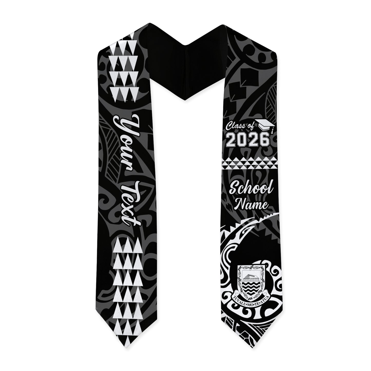 Tuvalu Graduation Stole Custom Class 2026 Tribal Kakau Style