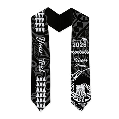 Tuvalu Graduation Stole Custom Class 2026 Tribal Kakau Style