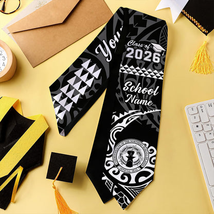 Northern Mariana Islands Graduation Stole Custom Class 2026 Tribal Kakau Style