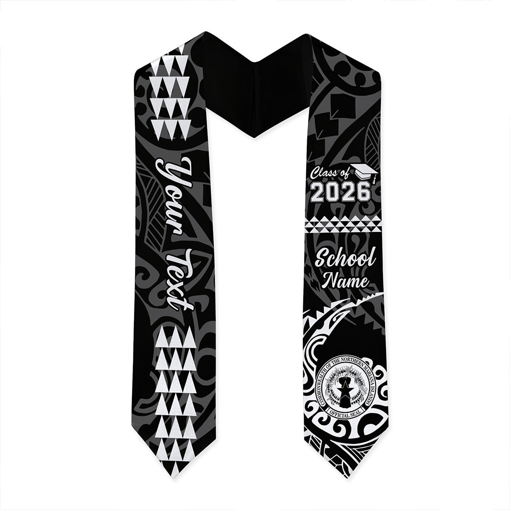 Northern Mariana Islands Graduation Stole Custom Class 2026 Tribal Kakau Style